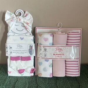 Toby Baby Toddler Valentines Blanket Headband Booties Heart 💜 NEW!
